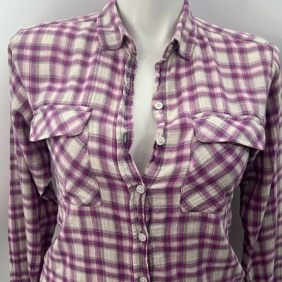 CAbi médium plaid long sleeve with adjustable tie in back - Picture 1 of 6